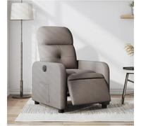 LoogCape Sillón de relax eléctrico de tela gris topo, respaldo y reposabrazos acolchados, estructura de metal de madera, ajustable para salón, oficina y rincón de invitados