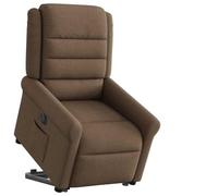 LoogCape Sillón de relax eléctrico marrón de tela con ayuda para levantarse, ajustable hasta 135 grados, tapicería, estructura de metal de madera, reposabrazos, respaldo para salón, habitación
