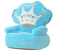 LoogCape Sillón infantil de peluche Prince Azul cómodo trono de juguete para pequeños príncipes y princesas, acolchado, antideslizante, con corona bordada, altura ajustable, ahorra espacio
