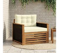 LoogCape Sofá central de exterior de madera de acacia maciza, resistente a la intemperie, elemento de sofá de jardín con cojines, ampliable para terraza, balcón, porche, cómodo sofá para un grupo de