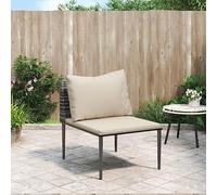 LoogCape Sofá central de jardín gris de poliratán con cojines, resistente a la intemperie, elemento de sofá para terraza, balcón y jardín, conjunto de asientos modulares con respaldo