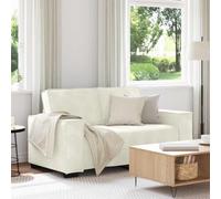 LoogCape Sofá de 2 plazas color crema de 120 cm, sofá de terciopelo lounge, estructura de metal resistente, reposabrazos cómodos, ideal para salón y habitación de invitados, mueble cómodo