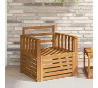 LoogCape Sofá de exterior de madera maciza de acacia natural, resistente a la intemperie, conjunto de muebles de jardín con elemento modular de salón, sillón y anexo, conjunto de asientos ampliables