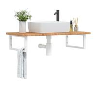 LoogCape Tapa de tocador con soporte de madera maciza de roble y acero, 100 x 50 cm, montaje en pared para lavadero, mueble de baño, almacenamiento y toallero