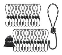 LOOGI Gomas tensoras con ganchos, 25 unidades, 15 cm, tensor de lona con ganchos en espiral, ganchos de expansión para lonas, tiendas de campaña, banderas, trampolines