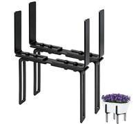 LOOGI Soporte para macetero, soporte para jardinera para balcón, sin necesidad de taladrar, soporte para jardinera de balcón, apto para jardineras (negro, 2 unidades)