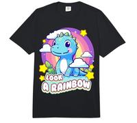 Look a Rainbow Cute Dinosaur with a Rainbow and Stars Comfort Colors Adult Heavyweight T-Shirt