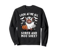 Look At Me All Sober and Moo Sábana Divertida Vaca De Halloween Sudadera