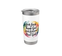 Look Back And Thank God Look Forward And Trust God Vaso térmico de acero inoxidable de doble pared