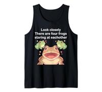 Look Closely Four Frogs Staring - Funny Frog Kawaii Chibi Camiseta sin Mangas