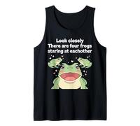 Look Closely Four Frogs Staring - Funny Frog Kawaii Chibi Camiseta sin Mangas