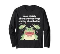 Look Closely Four Frogs Staring - Funny Frog Kawaii Chibi Manga Larga