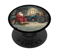 Look de Taller navideño Genial con Papá Noel para los Amantes de Las Bicicletas PopSockets PopGrip Adhesivo