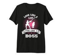 Look Like A Lady Fish Like A Boss Funny Fishing Outdoors Camiseta Premium