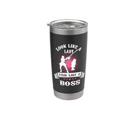 Look Like A Lady Fish Like A Boss Funny Fishing Outdoors Vaso térmico de acero inoxidable de doble pared