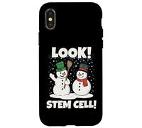 Look! Stem Cells Xmas Funny Couple Snowmen Science Teacher Carcasa para iPhone X/XS