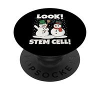 Look! Stem Cells Xmas Funny Couple Snowmen Science Teacher PopSockets PopGrip Adhesivo