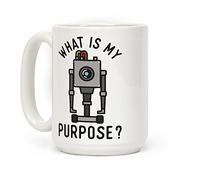LookHUMAN - Taza de café de cerámica, diseño de robot de mantequilla, color blanco, 443 ml