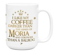 LookHUMAN Taza de El Señor de los Anillos, regalo perfecto del Señor de los Anillos, Lotr Gifts Epic Sips With I Like My Coffee Darker Than The Mines Of Moria Print - Deep Brews With Lord Of The Rings
