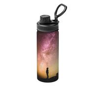 Looking Up Into The Night Sky - Botella de agua aislada con asa, 18 onzas, botella deportiva de acero inoxidable para escuela y viajes