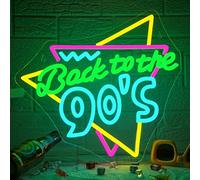 Looklight Back To The 90's Letrero de Neón, Neon Led para Decoración de Pared, Letrero LED Colorido, Luces Neon Regulables para Fiestas Dormitorio Hogar Bar Cafetería Fondo de Fotografía, 35cmx32cm