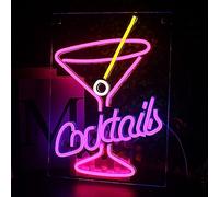 Looklight Cocktails Cartel de neón Cóctel Luz de Neón Cartel de neón para bar para decoración de pared USB Cocktail Cristal Led Sign para Hogar Bar Club Cocina Hotel Boda Fiesta Decoración Regalo