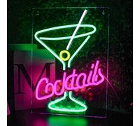 Looklight Cocktails Cartel de neón Cóctel Luz de Neón Cartel de neón para bar para decoración de pared USB Cocktail Cristal Led Sign para Hogar Bar Club Cocina Hotel Boda Fiesta Decoración Regalo