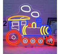 Looklight Letrero de Locomotora de Vapor de Neón, Letrero LED para Decoración de Pared, Letrero de Neón de Locomotora para Habitación de Juegos, Guarida de Hombres, Dormitorio, Regalo de Cumpleaños