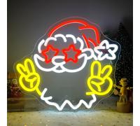 Looklight Letrero Neón Papá Noel Luces Neón Feliz Navidad Cartel Neon Luz LED Letreros Papá Noel para Dormitorio, Sala de Estar, Bar, Regalo, Fiesta, 31,5x36,5cm