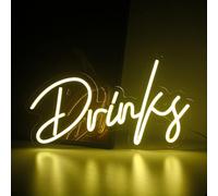 Looklight Letreros de neón con letras de bebidas, luz de neón LED blanca cálida, arte de pared para tienda, restaurante, comedor, bar, pub, fiesta, decoración