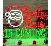 Looklight Santa Claus is Coming - Letrero LED de Navidad, para decoración de pared, para fiestas, interiores, bares, casa, tienda, Navidad, 41 x 32 cm