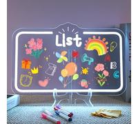 Looklight Tablero de dibujo LED luminoso para niños, pizarra de dibujo LED, pizarra de dibujo, lista acrílica, tablero de notas DIY con colores, cable USB, interruptor y 7 marcadores para oficina