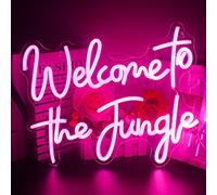 Looklight Welcome to The Jungle Luz de neón Rosa Led Letrero de neón Letras acrílicas Luz de neón Bienvenido Letreros de neón Decoración de pared para dormitorio Oficina en el hogar Boda Fiesta
