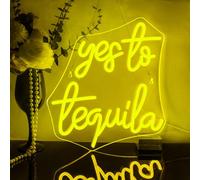 Looklight Yes to Tequila Letrero de neón Tequila Letreros LED Letreros de bar Letreros iluminados con letras USB Luces de neón regulables para el hogar Cerveza Bar Dormitorio Restaurante Hombre Cueva