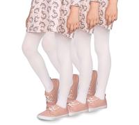 looksy 40-DEN - Mallas opacas para niñas (microfibra suave para niños, 3 unidades, 3 unidades), diseño de ballet, blanco, 7-8 Años
