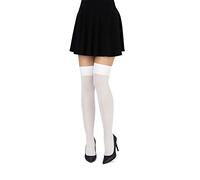 looksy Calcetines por encima de la rodilla para mujer, hasta la rodilla, largos, lisos, para niñas, escuela, cosplay, uniformes, medias 60 den, Blanco, Talla única