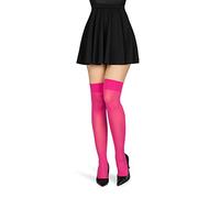 looksy Calcetines por encima de la rodilla para mujer, hasta la rodilla, largos, lisos, para niñas, escuela, cosplay, uniformes, medias 60 den, fucsia, Talla única