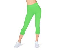 looksy Capri - Mallas de 3/4 de longitud para mujer, pantalones de entrenamiento, yoga, algodón, talla grande, verde, XXXL
