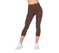 looksy Capri - Mallas de 3/4 de longitud para mujer, pantalones de entrenamiento, yoga, algodón, talla grande, marrón, XL