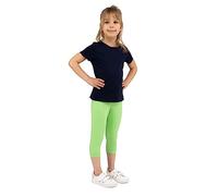 looksy Leggings para niñas: Pantalones Capri de Verano de Estilo básico, 19 Colores, no Transparentes, cómodos, de Uso Diario, Tela de algodón Suave y Transpirable, Verde Lima 10 años (140 cm)