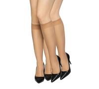 looksy Medias para mujer, medias hasta la rodilla, de un solo color, 15 DEN, sin presión, color piel y alisantes, con parte superior cómoda, discretas, talla única, dos pares Natalie15, Talla única