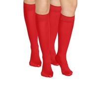 looksy Pack de 2 medias para mujer hasta la rodilla, antipresión, 60 DEN, talla única, cálidas, botas largas, opacas, 2 pares, rojo, Talla única