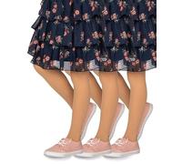 looksy Pack de 3 Medias Niña Color Natural 40 Den Opacas Lisas Microfibra Ballet Suaves y Elásticas Pantimedias Infantil para Uniforme Escolar Danza, Natural 122-128 cm