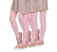 looksy Pack de 3 Medias Rosa Niña 40 Den Opacas Lisas Microfibra Ballet Suaves y Elásticas Pantimedias Infantil para Uniforme Escolar Danza, Rosa 122-128 cm