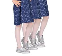 looksy Tonia Paquete de 3 pares de medias italianas blancas para niñas 20 DEN ligeras, transparentes lisas pantimedias con base medias escolares de danza Ballet, Bianco 7/8 años