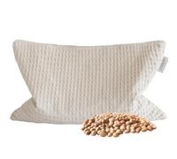 LOOLAY Almohada de piedra de cerezo para microondas, 20 x 30 cm, cojín térmico de algodón piqué gofre, cojín de piedra de cereza, ideal para tensión muscular o dolor menstrual (beige topo)