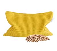 LOOLAY Cojín térmico de huesos de cereza para microondas, 20 x 30 cm, algodón piqué, cojín de huesos de cereza, ideal para tensiones musculares o dolores menstruales (amarillo)