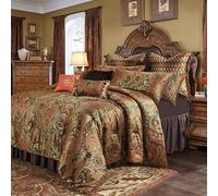 Loom and Mill Juego de edredón Jacquard de 9 Piezas tamaño Queen, diseño clásico de Cachemira en una Bolsa, Juego de Ropa de Cama de Damasco Vintage de Lujo con Fundas Europeas, Falda de Cama,