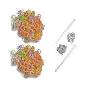 Loom - Juego de 1200 bandas de goma con ganchos en S y 2 agujas de ganchillo, pulseras creativas para hacer tú mismo (brilla en la oscuridad)