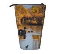 Loon Nature Bird - Estuche retráctil vertical para lápices, maquillaje y objetos pequeños, Black, Talla única, Neceser de maquillaje